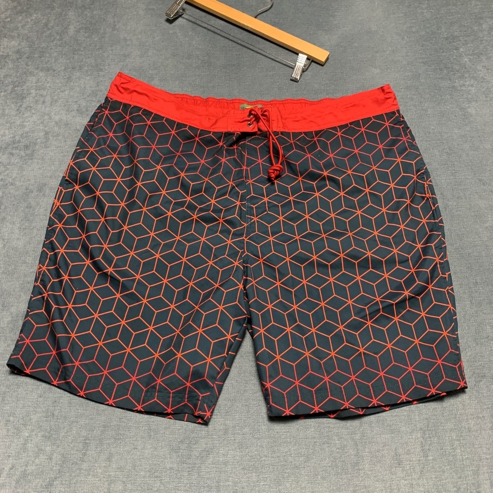 Bass Pro Shops Board Shorts Mens 2XL Black Geometric Mesh Lined Drawstring Beach